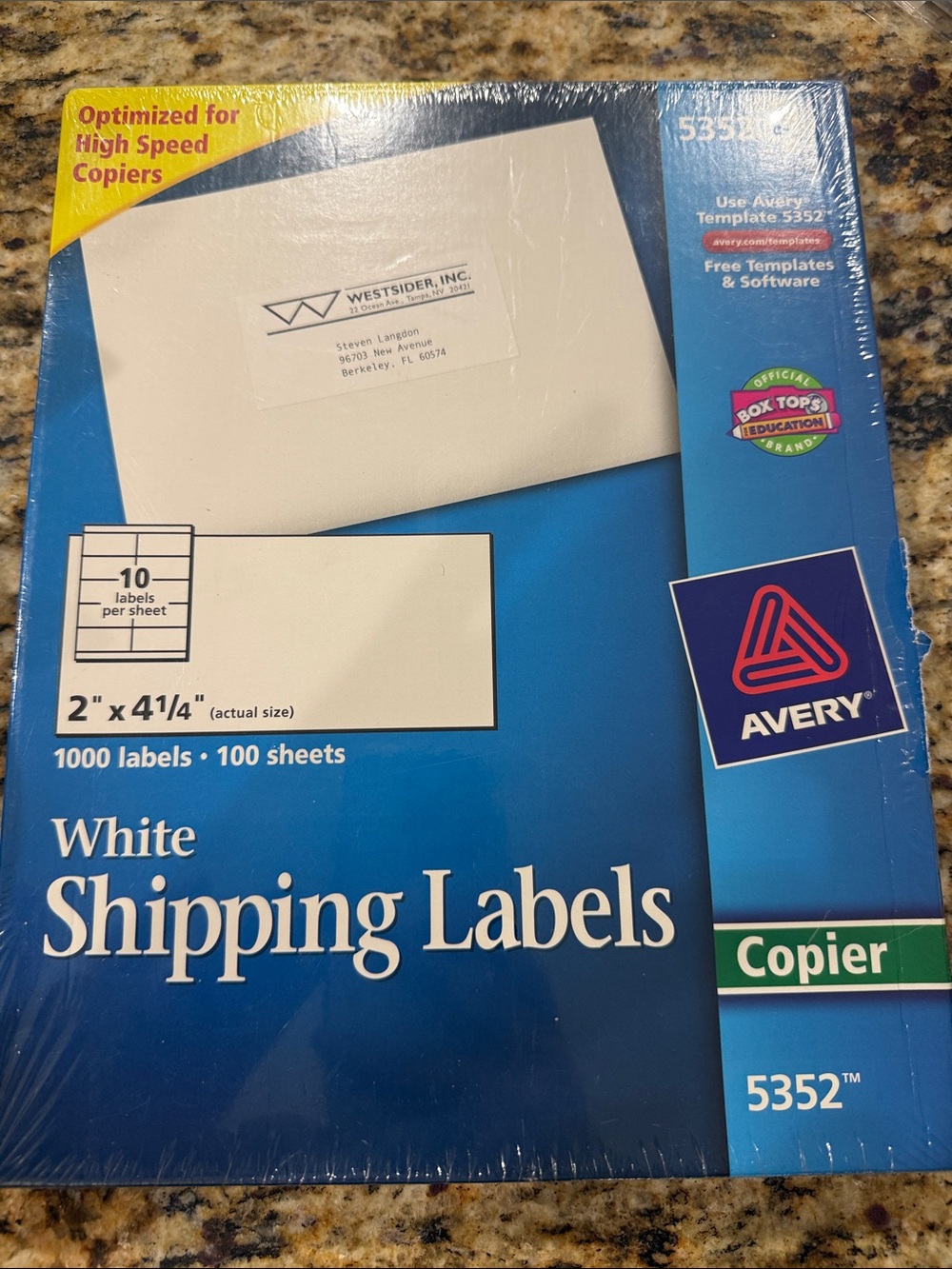 Avery Blue Box White Shipping Labels - Copier 5352